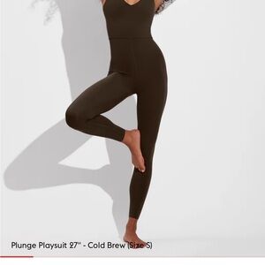 LEFT ON FRIDAY Plunge Playsuit Jumpsuit in Cold Brew